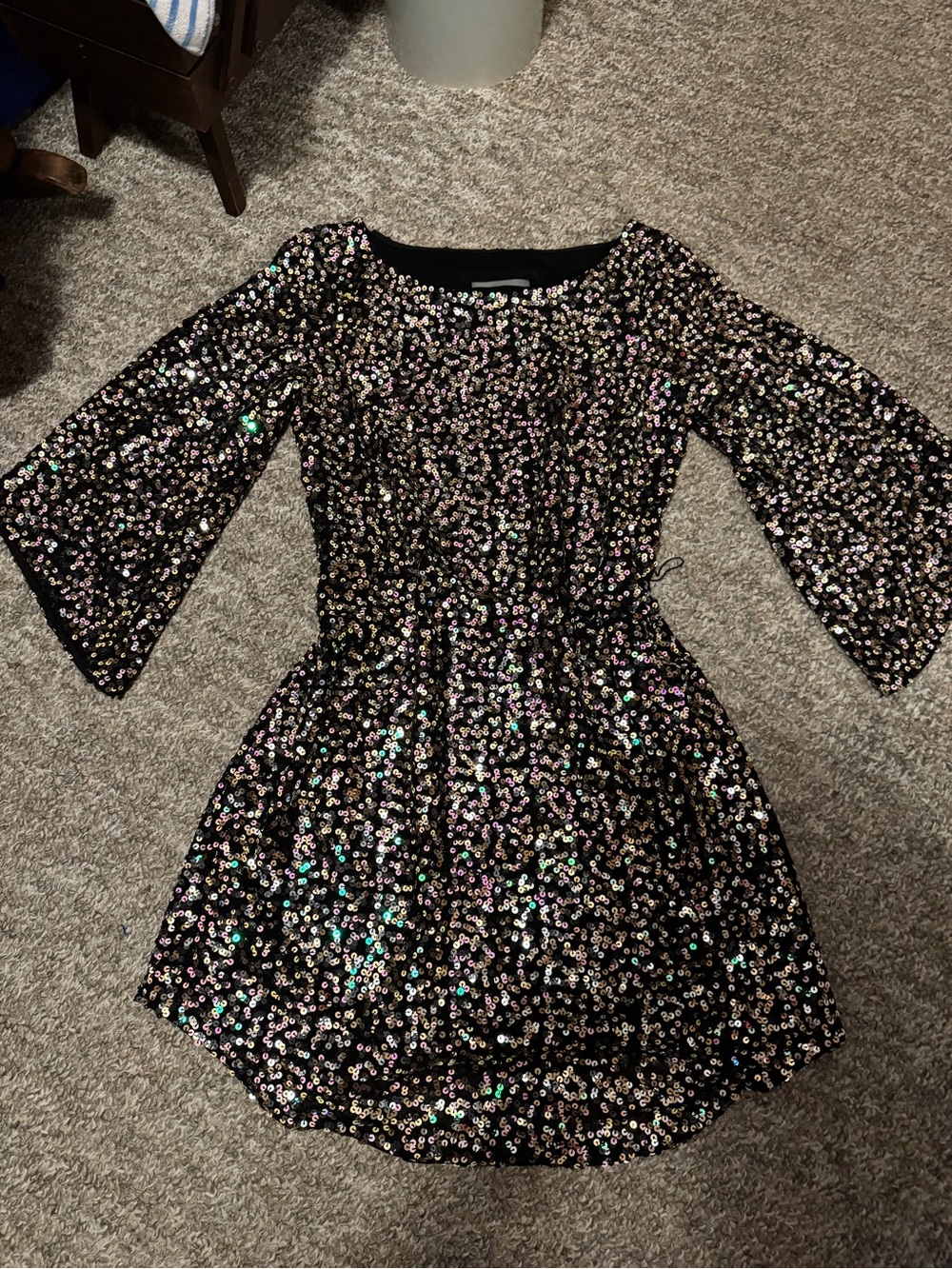 Anthropologie Starling Black Iridescent Sequin Party Dress size small